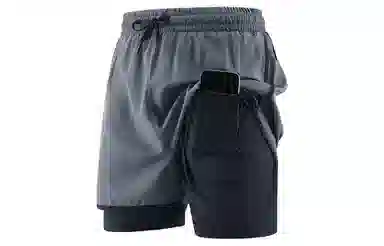 王者荣耀 鲁班七号款 美式基础款反光印花简约篮球跑步训练透气假两件紧身运动休闲短裤 男女同款