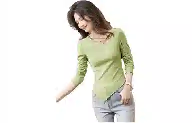 【dme】纯色不规则长袖针织衫 女款