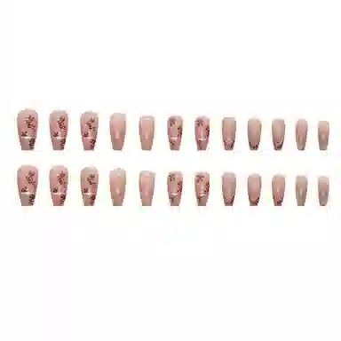 馨枕居 树叶剪影  穿戴甲 中梯暗红跳色 可爱