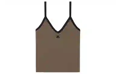 COURREGES SS24 CONTRAST V NECK TANK TOP V Camouflage Green