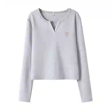 MJ STYLE Slim V-Neck Long Sleeve Tee