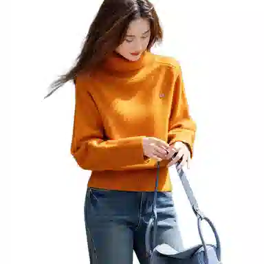 【dme】 纯色高领套头休闲长袖针织衫 女款