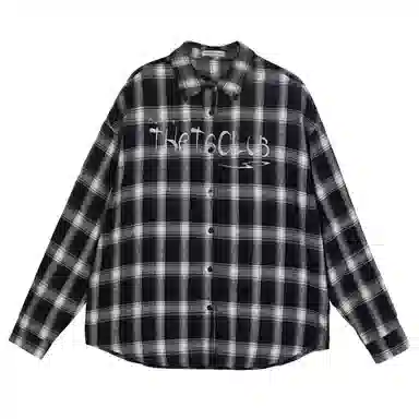 佐贝卡 格子字母刺绣长袖衬衫 女款