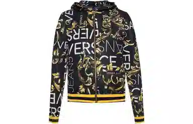 Versace Jeans Couture Letter Print Hoodie Black