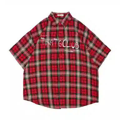 佐贝卡 格子字母刺绣长袖衬衫 女款