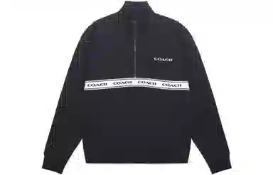 COACH FW22 Letter Print Half-Zip Sweatshirt Navy