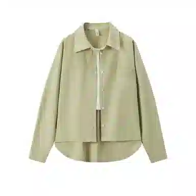 森马 宽松字母纽扣宽松纯色长袖衬衫 女款