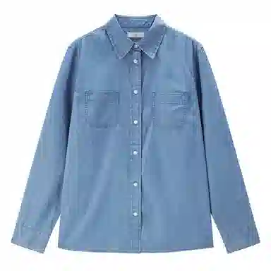 佐丹奴 简约翻领纯色休闲长袖衬衫 女款