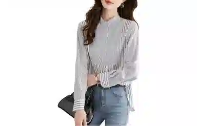 【dme】 立领条纹长袖衬衫 女款