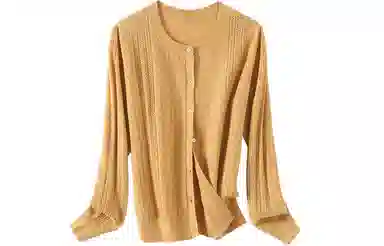 恒源祥 纯色单排扣镂空长袖针织衫 女款