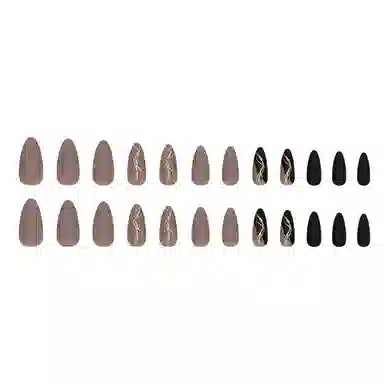 馨枕居 秋冬氛围感金属线条  穿戴甲 杏仁杏色黑色跳色 磨砂 闪粉优雅时尚百搭显白