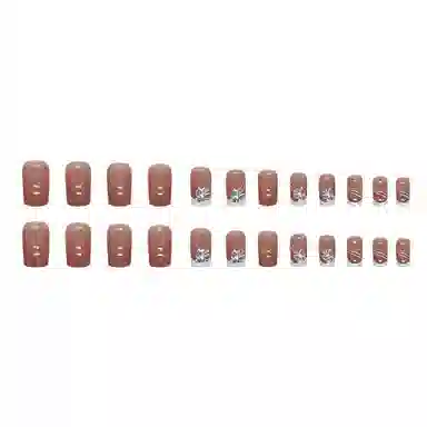 馨枕居 仙气梦幻蝴蝶线条  穿戴甲 方型橘色渐变 法式