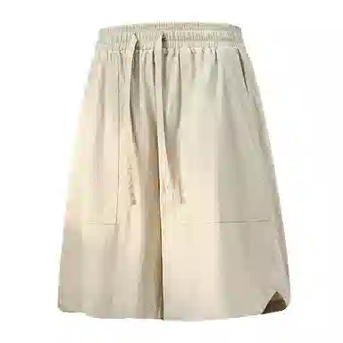 兰缪 美式复古高街风基础款户外日常通勤柔软亲肤舒适纯色系带宽松中腰五分休闲短裤 男女同款