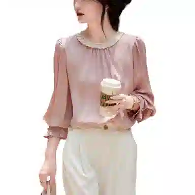 【dme】 休闲舒适通勤长袖衬衫 女款 粉红