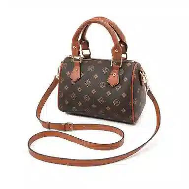 老人头 法式复古日常通勤时尚百搭波士顿包 合成革 手提包 常规 女款 咖色