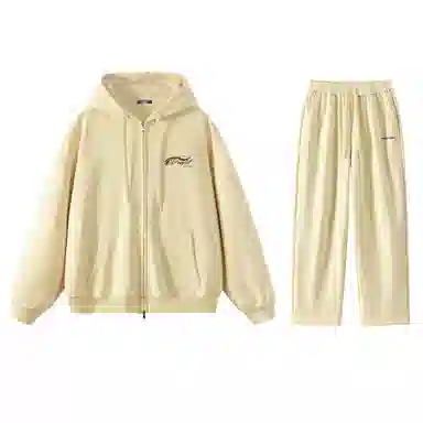 三体 水滴系列 美式复古简约基础款字母印花宽松百搭舒适连帽卫衣垂感中腰直筒裤子休闲运动套装 男女同款