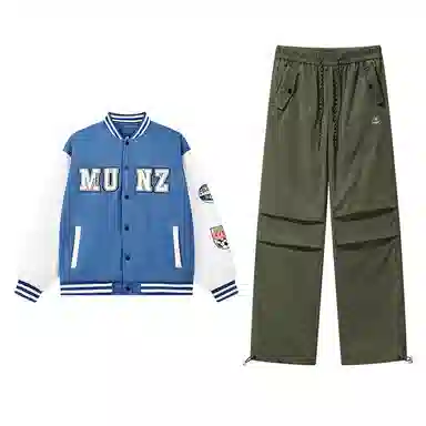 星际者 基础款字母印花潮流简约棒球服夹克时尚户外山系大口袋百搭工装裤休闲运动套装 男女同款