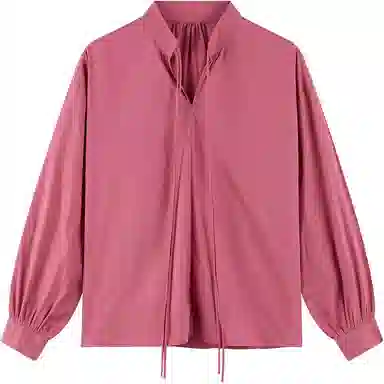 【dme】 纯色系带领宽松长袖衬衫 女款 玫红