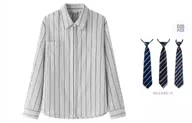 东鲸岁时记 韩剧女主穿搭学院风衬衣小衫松弛感宽松休闲外套文艺风学姐感职场通勤条纹长袖衬衫 男女同款 雾霾蓝