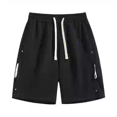 海尔斯 美式复古高街舒适时尚简约纯色拼接口袋宽松潮流百搭透气速干轻薄五分系带休闲短裤 男款