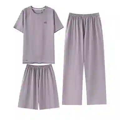 兰缪 舒适透气亲肤短袖薄款可外穿家居服睡衣套装 男款 图片色