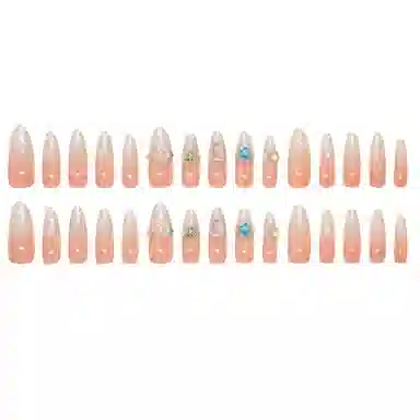 馨枕居 法式细闪钻款  穿戴甲 杏仁裸色纯色 爆闪