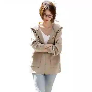 【dme】 纯色连帽拉链插肩长袖卫衣 女款