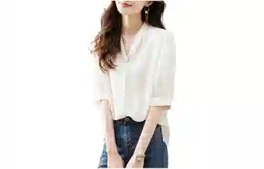 【dme】 气质纯色雪纺短袖衬衫 女款