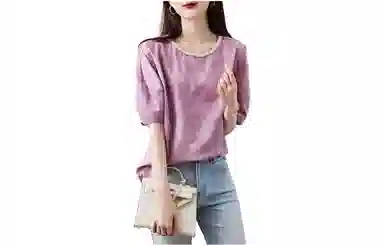 【dme】 休闲圆领花边短袖衬衫 女款