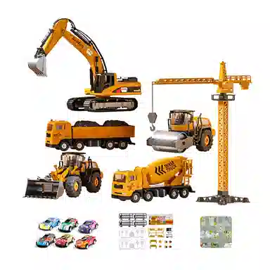 益米 超大合金工程车 挖掘机 大吊机小车 玩具