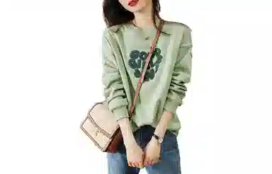 【dme】 休闲爱心印花圆领宽松卫衣 女款