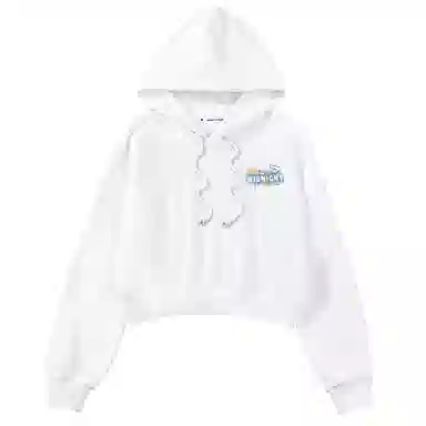 棉致 纯色简约短款落肩连帽宽松长袖卫衣 女款