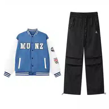 星际者 基础款字母印花潮流简约棒球服夹克时尚户外山系大口袋百搭工装裤休闲运动套装 男女同款