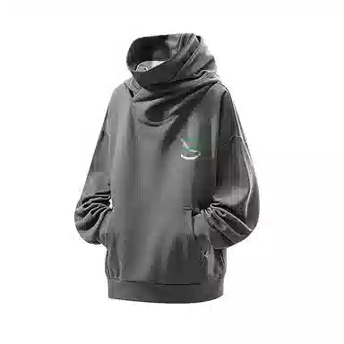 草本初色 设计感宽松慵懒环状撞色字母机能重工连帽卫衣 男女同款