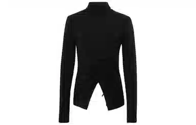 美洋 纯色不规则抽褶后开叉针织衫 女款