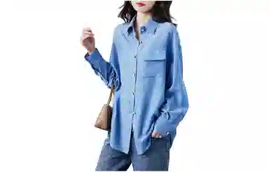 【dme】 纯色胸前口袋单排扣尖领长袖衬衫 女款