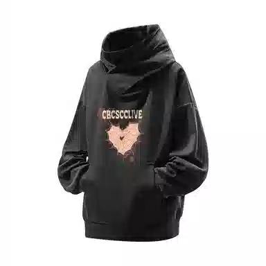 草本初色 字母爱心连帽套头卫衣 男女同款