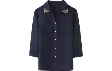 恒源祥 刺绣雪纺七分袖短袖衬衫 女款