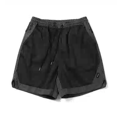 实年服工 松紧腰拼接宽松运动五分潮流休闲短裤 男款