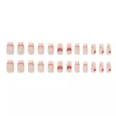 馨枕居 轻奢法式爱心短款芭蕾  穿戴甲 短梯红色跳色 可爱