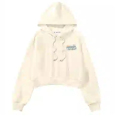 棉致 纯色简约短款落肩连帽宽松长袖卫衣 女款