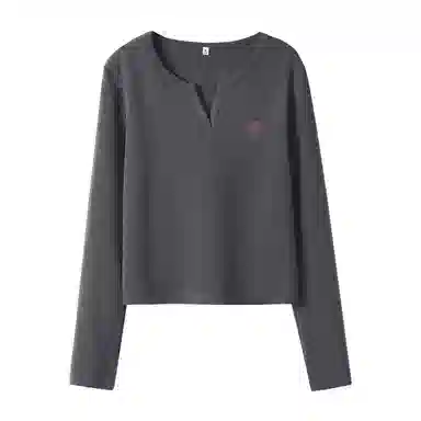 MJ STYLE Slim V-Neck Long Sleeve Tee
