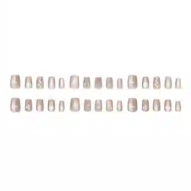 馨枕居 钻石蝴蝶结菱形银豆猫眼  穿戴甲 方圆豆沙粉渐变 新中式