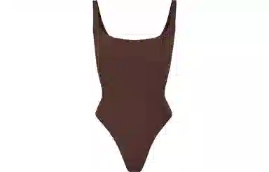 Skims Fits Everybody Square Neck Bodysuit Cocoa