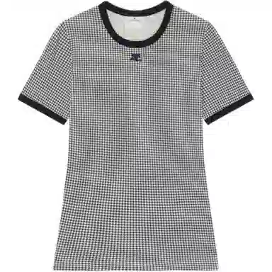 COURREGES FW24 CONTRAST HOUNDSTOOTH T-SHIRT T Houndstooth White Black