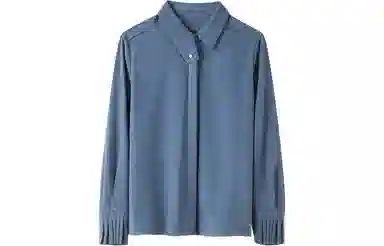 恒源祥 盐系纯色长袖衬衫上衣 女款 灰蓝