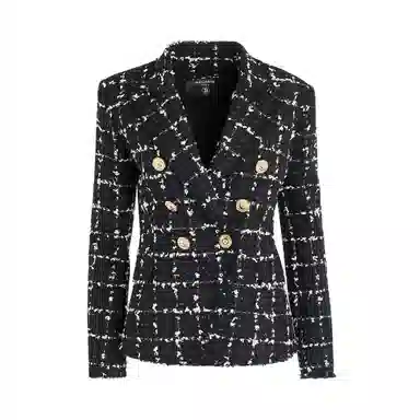 BALMAIN Check Tweed 6-Button Jacket