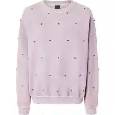 PINKO SS24 Applique Crewneck Sweatshirt Pink