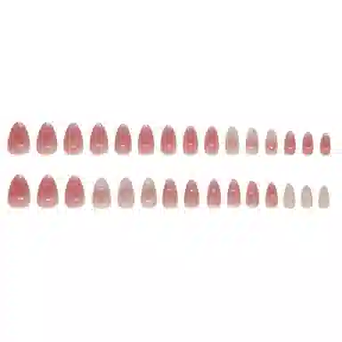 馨枕居 桃花欧美中长  穿戴甲 杏仁粉色晕染 可爱