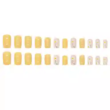 馨枕居 春夏花朵小清新可拆卸  穿戴甲 短方圆黄色跳色 可爱